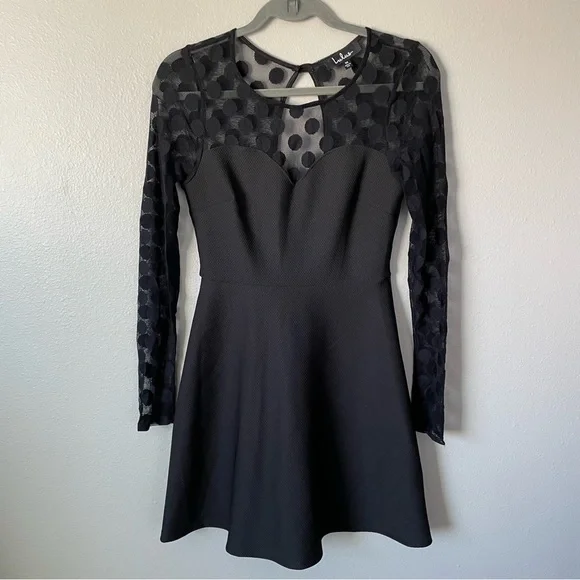 Lulus Hot Dot-ter Mesh Fit and Flare Dress - Picture 3 of 9